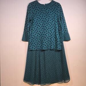 Boden Green & Navy Blue Polka Dot  Skirt and Shirt Combo Size 8R